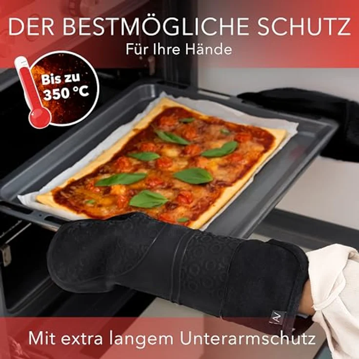 AVANA Topfhandschuhe Silikon Ofenhandschuhe Backhandschuhe Kochhandschuhe, (1 Paar Ofenhandschuhe aus Silikon), weiches Baumwoll-Innenfutter, Anti-Rutsch, Hitzebeständig bis 350°C – Bild 4