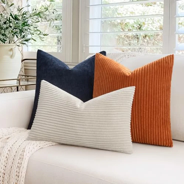 MIULEE 2er Set Weihnachten Kissenbezüge Kord Kissenhülle Dekorative Kissenbezug Sofakissen Couchkissen Dekokissen Zierkissenbezug Deko Kissenhülle mit Verstecktem Reißverschluss 40x40 cm Beige – Bild 5