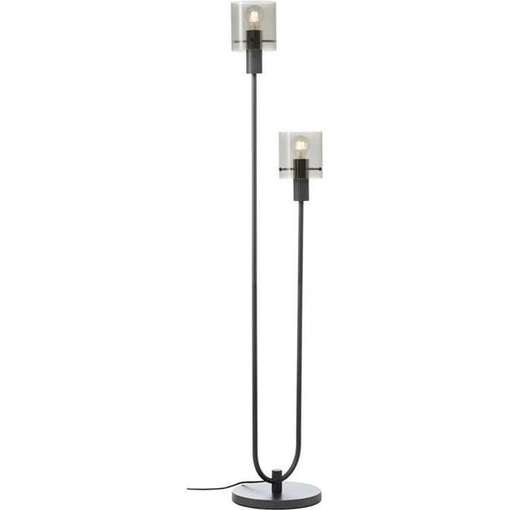 Brilliant Stehlampe Riffelini, ohne Leuchtmittel, 152 x 28 x 34 cm, E27, geriffeltes Rauchglas, anthrazit – Bild 4