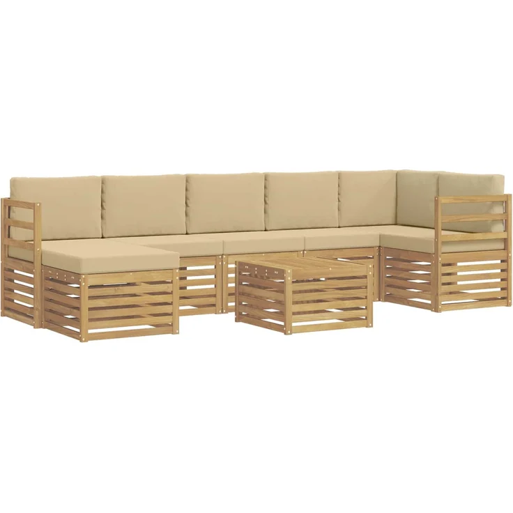 vidaXL Outdoor-Sofagarnitur 8 stk. 8-Sitzer Weiß und Beige Polyester 3392218 – Bild 2