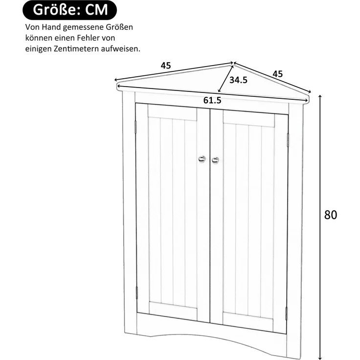 Eckschrank 61,5x80 cm in Grau – 2 Türen, 3 Stauebenen und lackierte MDF-Oberfläche – Bild 3