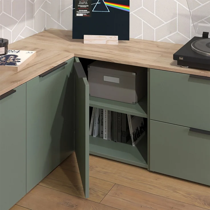 Eckkommode Wido Grün 80 x 50 cm mit Tür Vicco – Bild 5