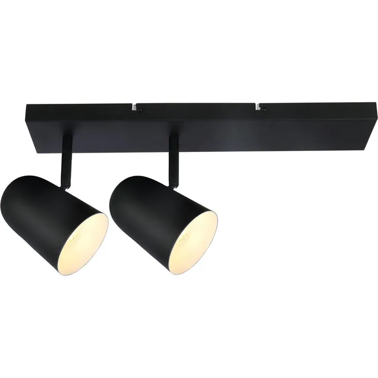 BRILLIANT Lampe Ayr Spotbalken 2flg schwarz matt | 2x D45, E14, 18W, geeignet für Tropfenlampen nicht enthalten | Köpfe schwenkbar | Für LED-Leuchtmittel geeignet