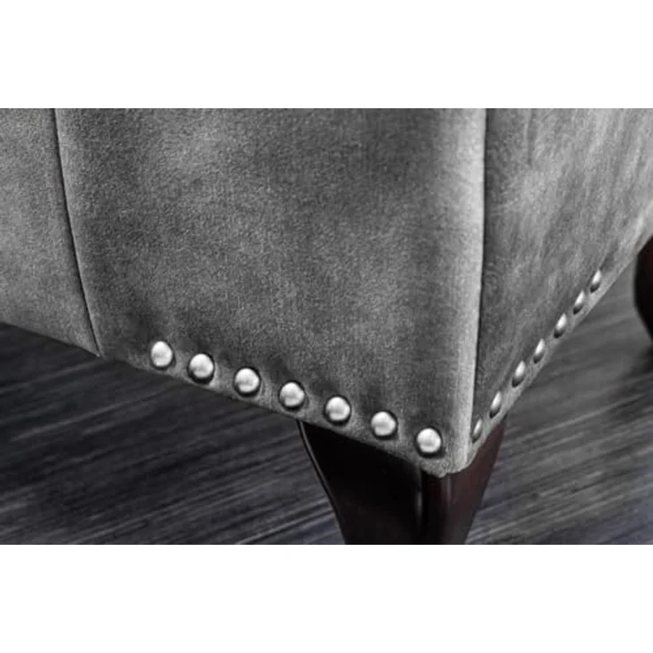 riess-ambiente Fußhocker CHESTERFIELD 80cm grau / dunkelbraun (Einzelartikel, 1 St), Wohnzimmer · Samt · Wellenunterfederung · Chesterfield Design – Bild 5