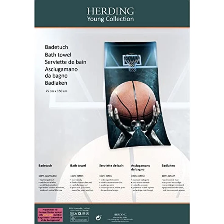 Herding Young Collection Badetuch Basketball, Velours (1-St), hochfarbig bedruckt – Bild 4