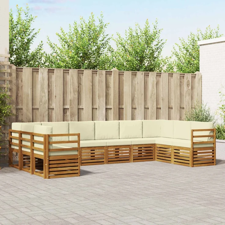 vidaXL Outdoor-Sofagarnitur 10 stk. 10-Sitzer Natur und Creme 3375540 – Bild 1