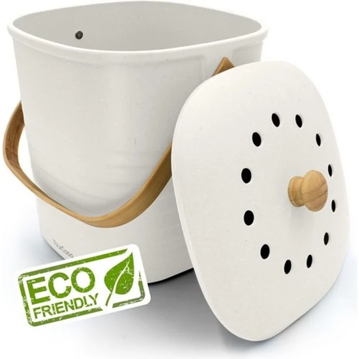 YourCasa Biomülleimer YourCasa® Biomülleimer Küche Klein 4L nachhaltig mit Akivkohlefilter, Fassungsvermögen 4 Liter, Nachhaltige Materialien – Bild 4