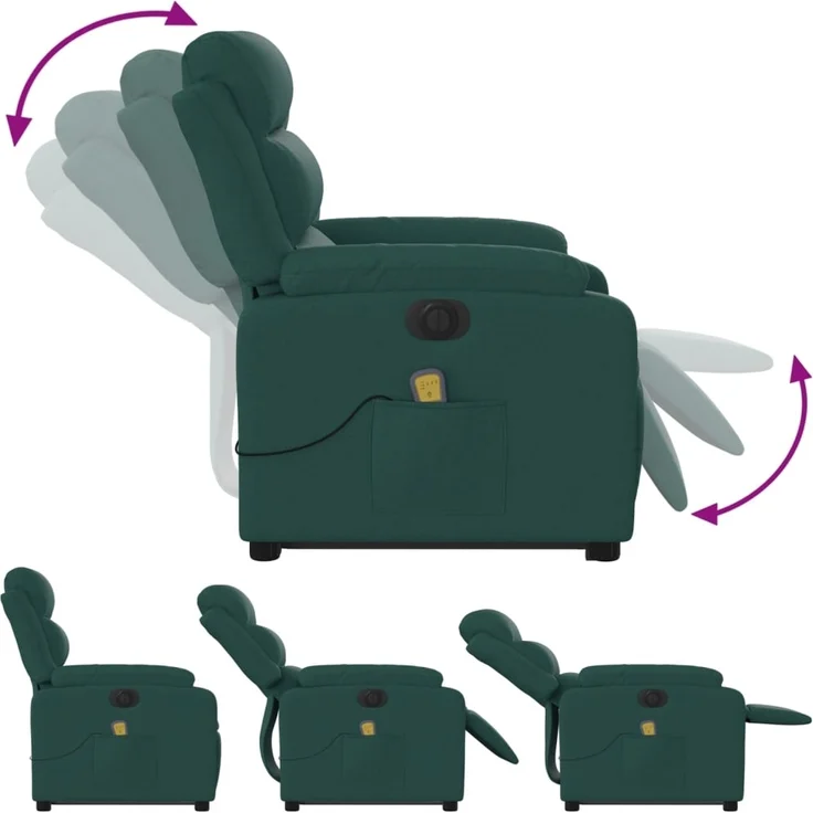 vidaXL Elektrischer Massagesessel mit Aufstehhilfe Dunkelgrün Stoff 3205022 – Bild 6