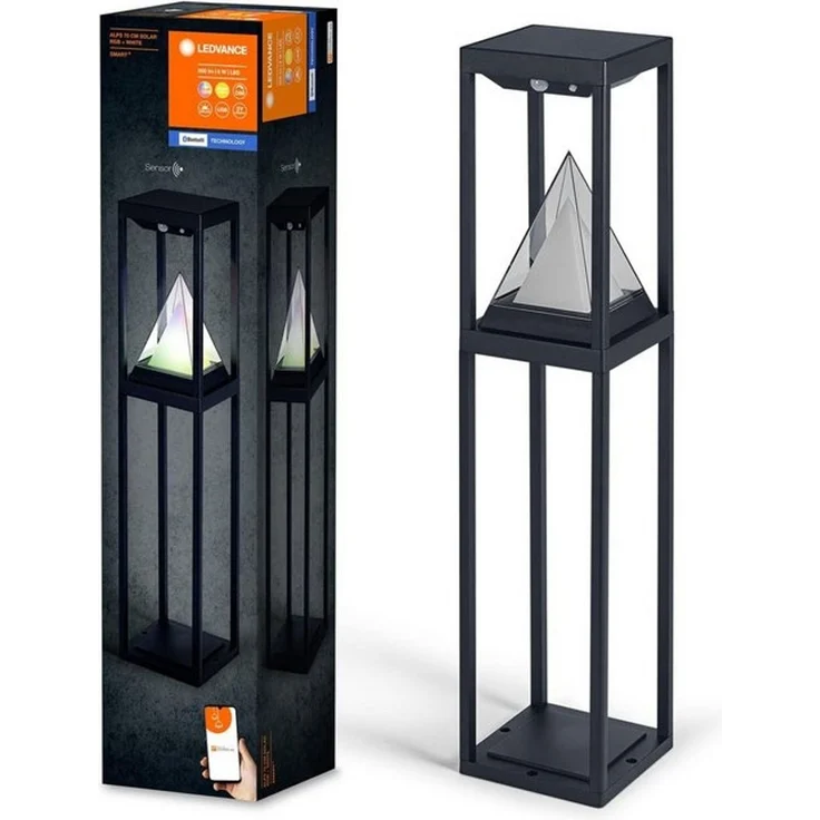 LEDVANCE SMART+ Outdoor Bluetooth Solar-Wegeleuchte, mit warmweißem (3000K) und Farblicht, ohne Strom nutzbar, bis 2,5 Stunden Brenndauer bei 100% Licht, wiederaufladbar mit USB-C Kabel, IP44, schwarz – Bild 4