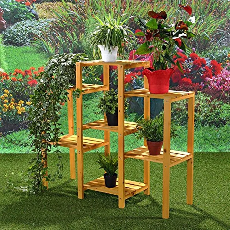 Melko Blumenständer Blumenpodest Blumenregal Blumentreppe Holz ver. Farben Pflanzregal (Stück), Klassische Konstruktion – Bild 3