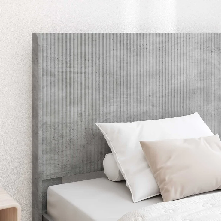 vidaXL Bettgestell mit Stauraum und Kopfteil Betongrau 75 x 190 cm 3413992 – Bild 3