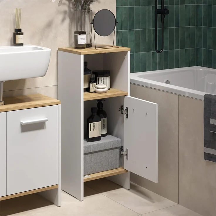 Badmöbel-Set Karli Weiß/Goldkraft Eiche 2-teilig Vicco – Bild 5