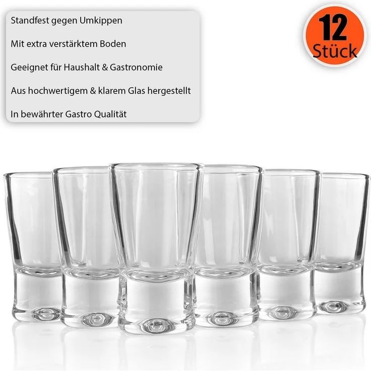 BigDean 12 Stück Schnapsgläser 2cl in Geschenkbox – hochwertige Shotgläser spülmaschinenfest - in Gastro Qualität – Bild 3