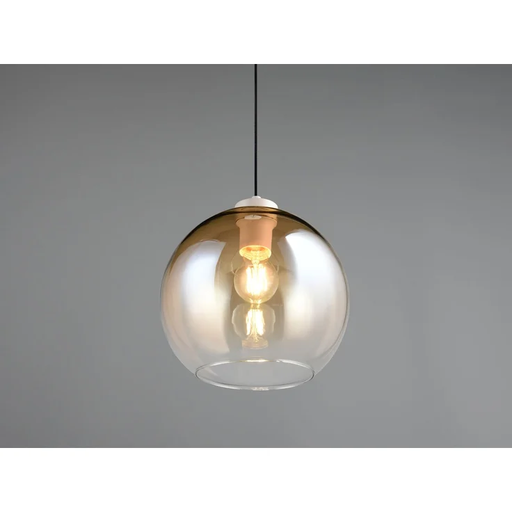 LED Pendelleuchte höhenverstellbar 1-flammig mit Glaskugel Bernstein, Ø 25cm – Bild 7