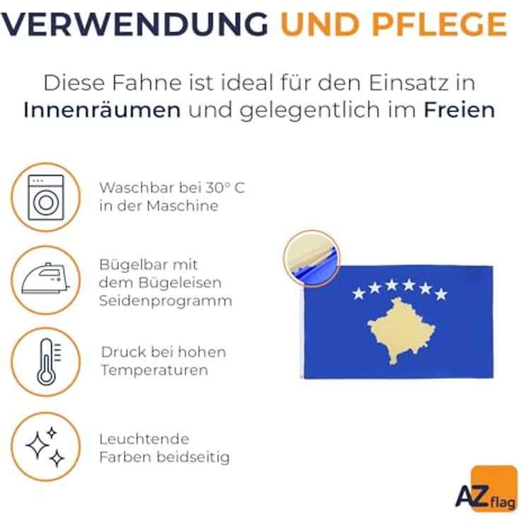 AZ FLAG - Flagge Kosovo - 150x90 cm - Republik Kosovo Fahne 100% Polyester mit Messing-Ösen - 110g – Bild 5