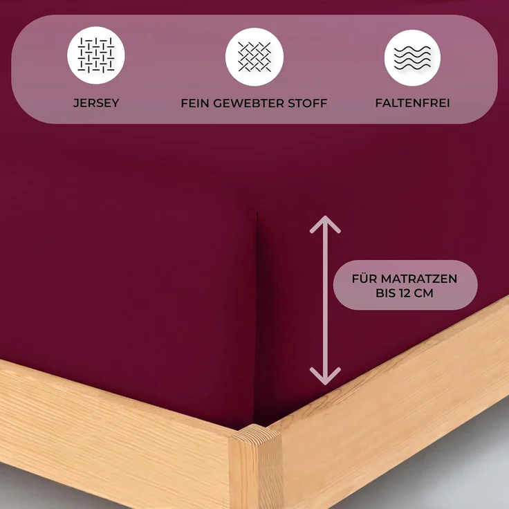 Buymax Spannbettlaken Topper, Spannbetttuch für Topper bis 12 cm Höhe, 100% Baumwolle Jersey, Jersey, Gummizug: Rundumgummi, Pflegeleicht und Atmungsaktiv, in Verschiedenen Farben und Größen – Bild 3