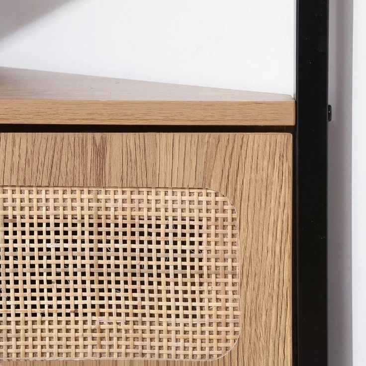 Casâme 'JAYA' TV-Eckschrank, 1 Tür, mit Rattangeflecht, L100 cm - Helles Holz – Bild 6