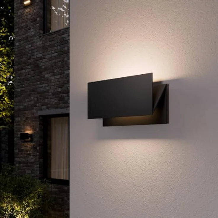 Lampenwelt Lucande LED Wandleuchte Außen, spritzwassergeschützt IP54, 14W Uplight/Downlight, warmweiß, Aluminium/Glas, 567lm, 15,4 x 27 x 10,9 cm – Bild 3