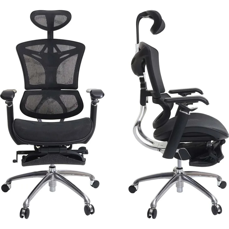 SIHOO Bürostuhl Schreibtischstuhl, ergonomisch, Fußstütze verstellbare Lordosenstütze ~ schwarz