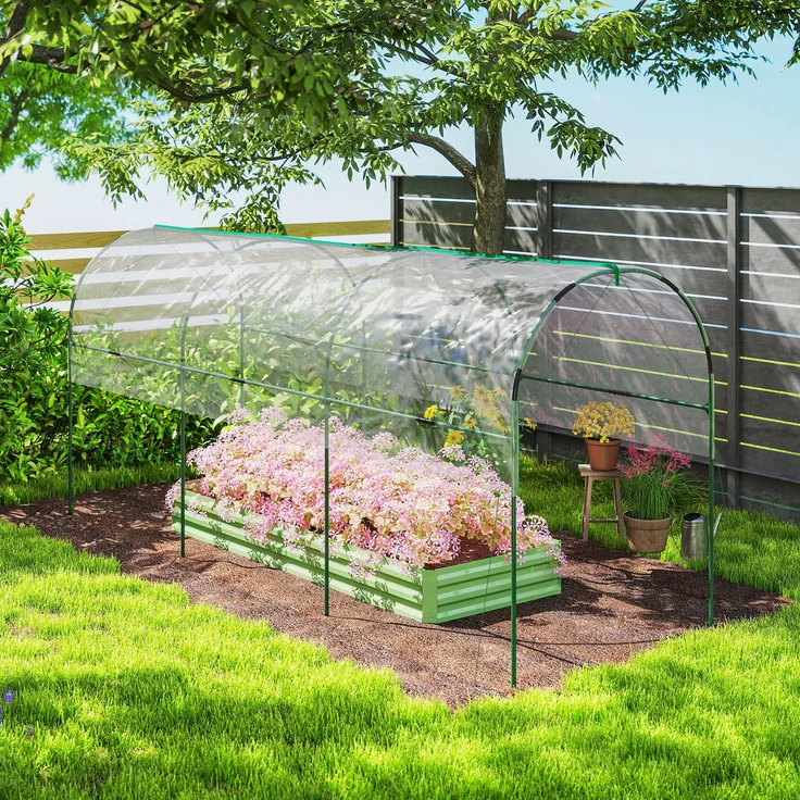 Outsunny Gewächshaus, Stahl, Kunststoff, Transparent, 400L x 120B x 170H cm – Bild 8