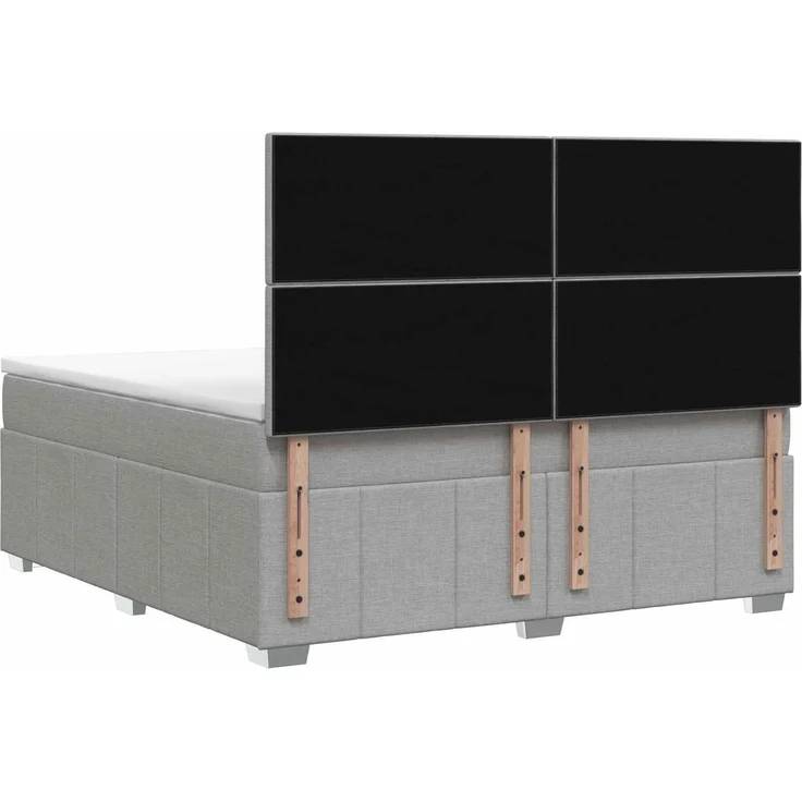 vidaXL Boxspringbett mit Matratze Hellgrau 180 x 200 cm Stoff 3454197 – Bild 8