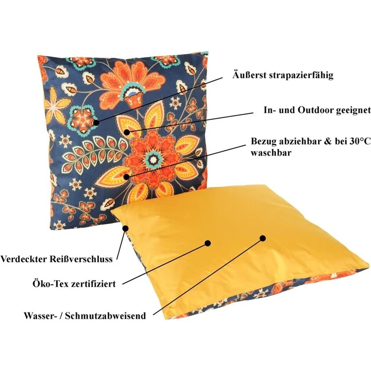 JACK Dekokissen JACK Outdoor Lounge Kissen 45x45cm mit Motiv inkl. Füllung Wasserfest, mit Lotus-Effekt, Robust, Strapazierfähig, für Innen & Außen geeignet – Bild 2