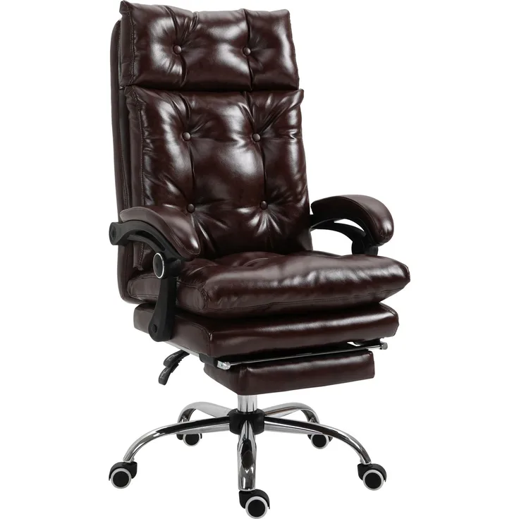 MELAYR, Bürostuhl, ergonomischer Bürostuhl mit verstellbarer Höhe, 77 x 40 x 65 cm, Braun