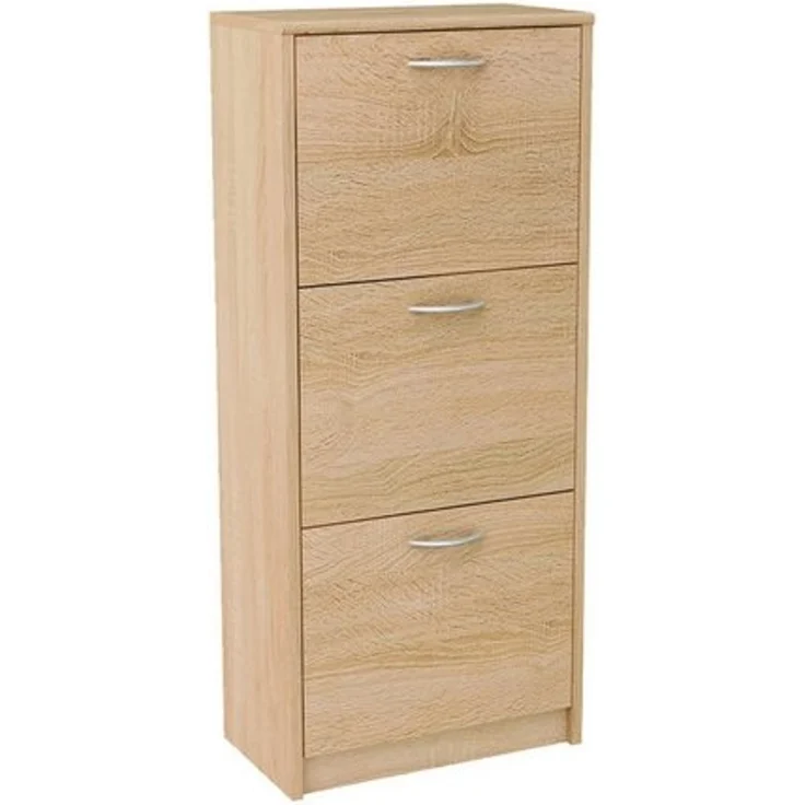 Home Collective Schuhschrank mit 3 aufklappbaren Schubladen, Schuhregal mit 3 Fächern 50 cm breit (platzsparende Schuhaufbewahrung, laminierte Platte) weiche abgerundete Kanten, matte Oberfläche, sonoma – Bild 4
