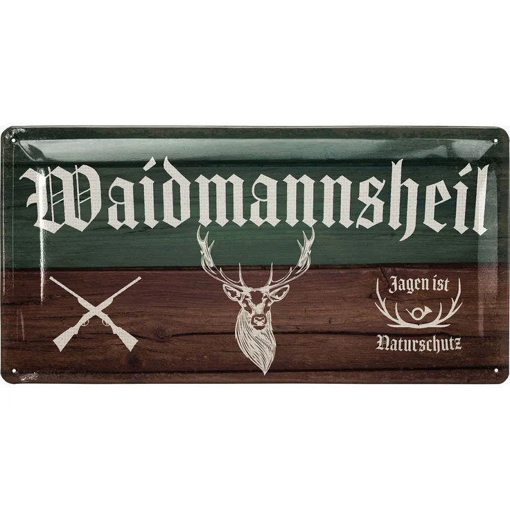 LANOLU Blechschild Waidmannsheil Jäger - 17x34cm – Metall – Mehrfarbig – 17125 – Bild 1
