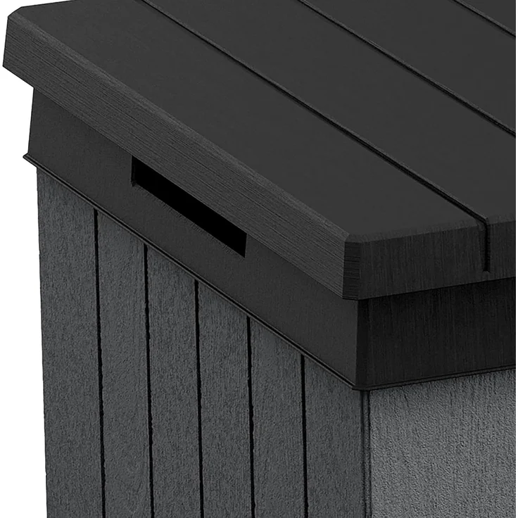 Keter Gartenbox "Darwin" 662 Liter naturgetreue Holzoptik Deckel bis 300 kg belastbar, abschließbar – Bild 6