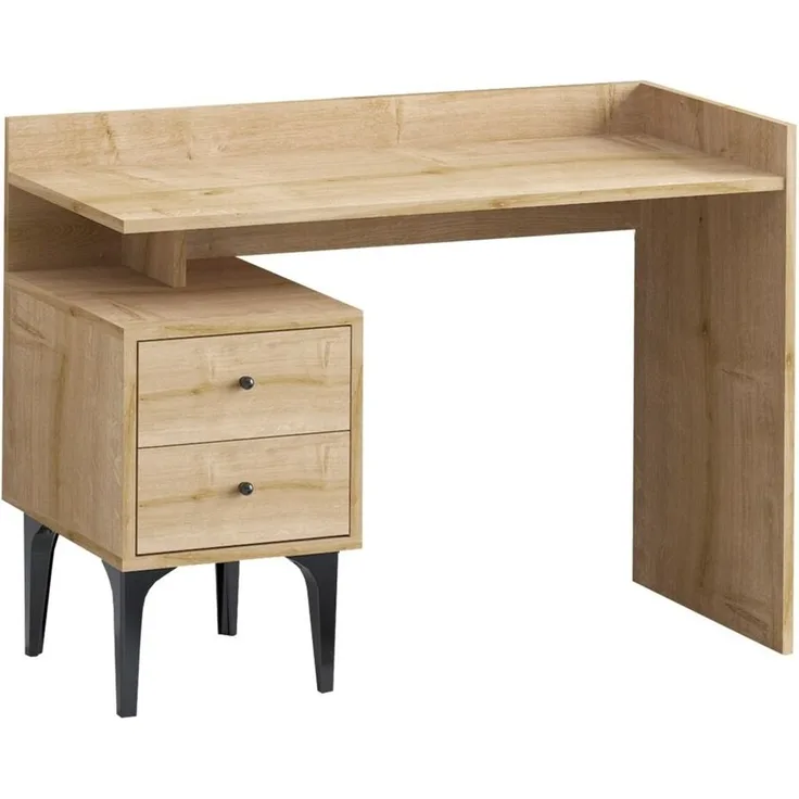 Calicosy Schreibtisch mit 2 Aufbewahrungsschubladen Holzdekor Eiche B100 cm - PUUK - Helles Holz
