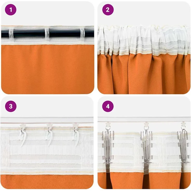 vidaXL Verdunkelungs-Vorhänge mit Ringen 2 stk. Helles Orange 4107511 – Bild 7