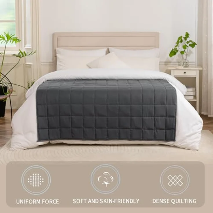 Good Nite Gewichtsdecke 150x200 cm 6kg - Entspannung Beschwerte Decke nur für Erwachsene - zur Entspannungsdecke Weighted Blanket - Grau – Bild 3