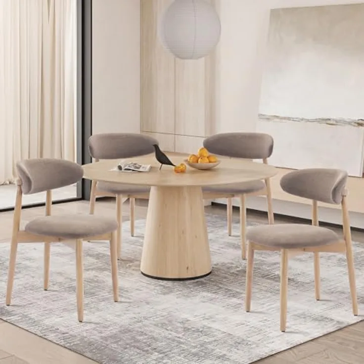 COLAMY Esszimmerstühle 4er Set, Stühle Esszimmer mit Rückenlehne, Moderne Küchenstühle Gepolstert, Stoff Dining Chairs mit Back, für Esszimmer, Küche, Restaurant, Holzbein in Naturholzfarbe, Kamel
