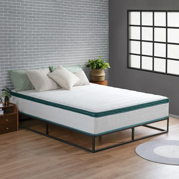 Olee sleep 22cm Modernes Metall-Plattform-Bettgestell / Bett / Metall / Metall-Bettgestell / Stahl-Lattenrost / Matratzenrahmen / Kein Boxspring erforderlich / 140x200 cm / Full / Schwarz – Bild 2