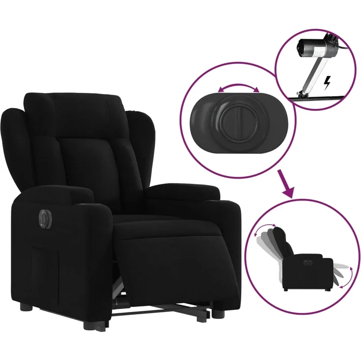 vidaXL Relaxsessel mit Aufstehhilfe Elektrisch Schwarz Stoff 3204508 – Bild 5