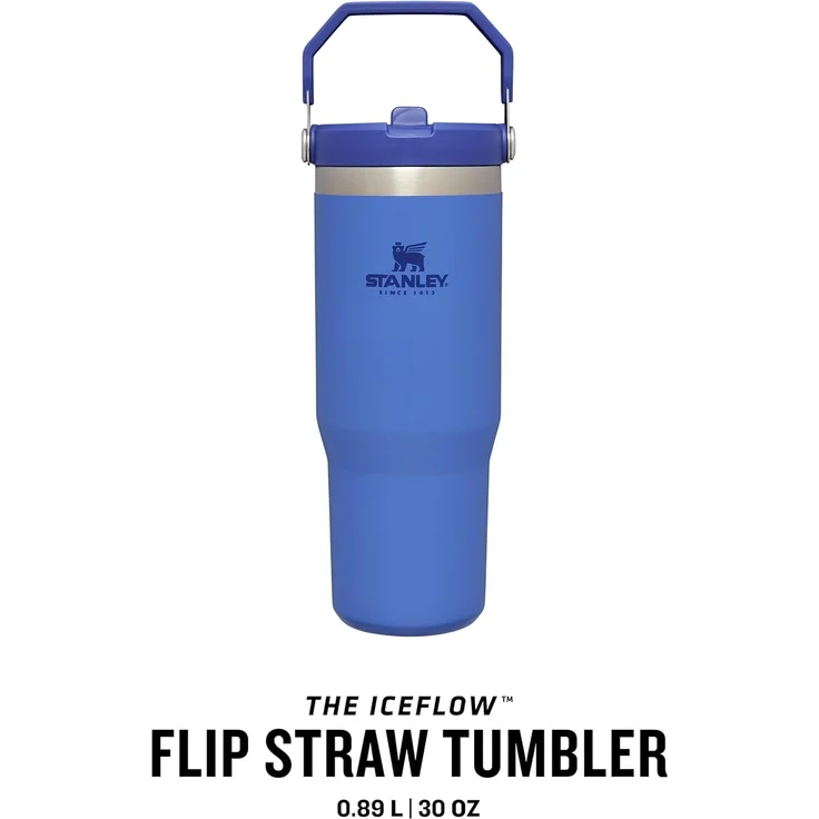Stanley Flip Straw Tumbler 1.0 Trinkflasche Mit Strohhalm 0.89L - Thermosflasche Hält 12+ Stunden Kalt - Spülmaschinenfest - Sportflasche - Wasserflasche BPA Frei - Iris – Bild 3