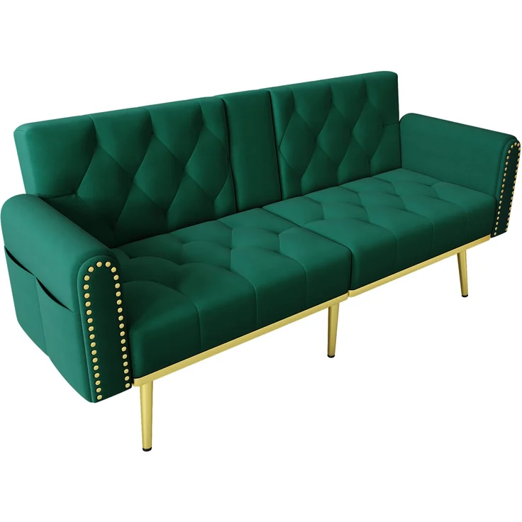 Merax Schlafsofa 2-Sitzer-Sofa mit Liegefunktion, drei verstellbaren Neigungswinkeln und Getränkehalter, Grün – Bild 8