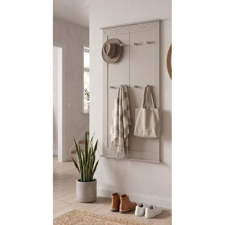 OTTO home Garderobenpaneel Indra Wandgarderobe mit 8 Haken und dekorativer Fräsung (B/T/H: 63/6/100 cm), aus massiver Kiefer, 8 Haken mit einer natürliche Maserung – Bild 4