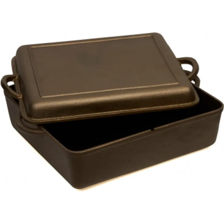 Pott & Flamme handpolierter Gusseisen-Bräter 10,8 Liter - Deckel auch als Pfanne verwendbar