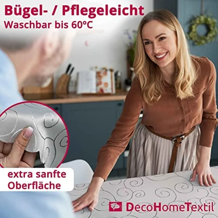 DecoHomeTextil Heimtextilmanufaktur Tischdecke Kringel Circle Tafeldecke Ornamente Damast Tischdecke – Bild 3
