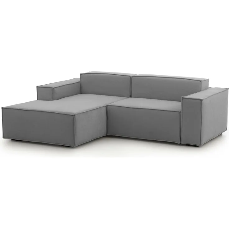 Dmora Sofa mit Halbinsel Alhoa, modulares 2-Sitzer-Sofa mit linker Halbinsel, Stoffsofa, 100 % Made in Italy, 220 x 170 x 70 cm, Grau