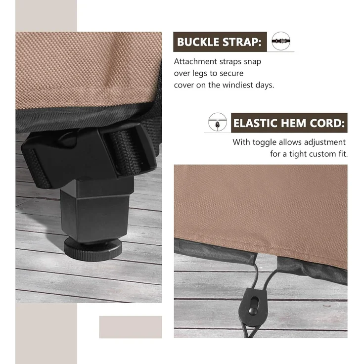 ULTCOVER Rechteckige Abdeckung für Terrassentisch – 600D Robustes Segeltuch, wasserdicht, für Esstische und Stühle, allgemeine Zwecke, Möbelabdeckung, Größe 224 x 166 x 71 cm (L x B x H) – Bild 4
