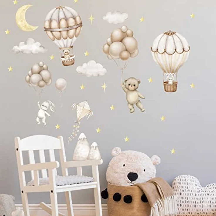 WANDKIND Wandtattoo Heissluftballon Tiere V396 (Bär), Selbstklebend – Bild 1