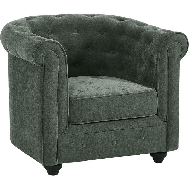 Vente-unique - CHESTERFIELD - Sessel mit gerader Rückenlehne - Holz, Platte - Holz - Grün - 82 x 78 x 72 cm