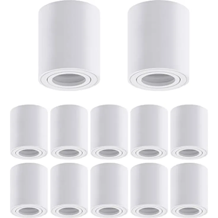 Oktaplex Lile M 12x Aufbauleuchte, Aluminium Aufbaustrahler rund, schwenkbar für GU10 & LED-Module, weiss, 230 V