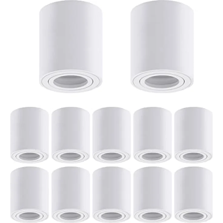 Oktaplex Lile M 12x Aufbauleuchte, Aluminium Aufbaustrahler rund, schwenkbar für GU10 & LED-Module, weiss, 230 V – Bild 1