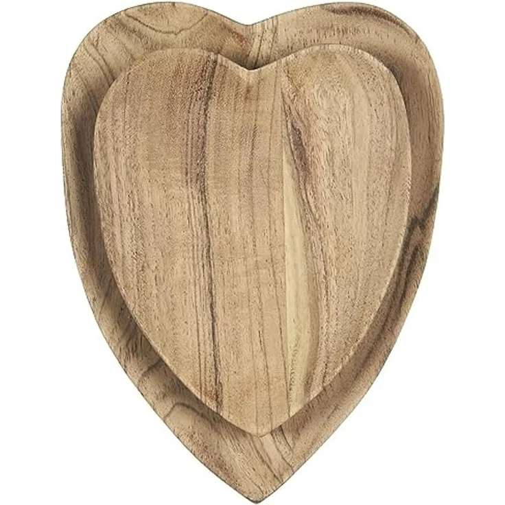 2er Set Holzschalen Herzfömig Holzschale Schale Herzform Ib Laursen 17058-00 – Bild 1