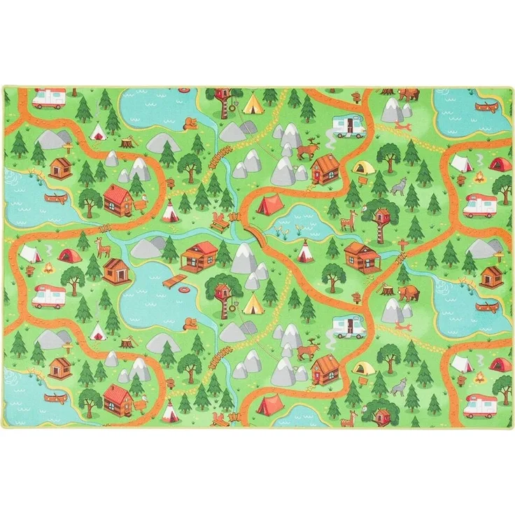Snapstyle Kinderteppich Kinder Spiel Teppich Campingplatz, Rechteckig, Höhe: 5 mm