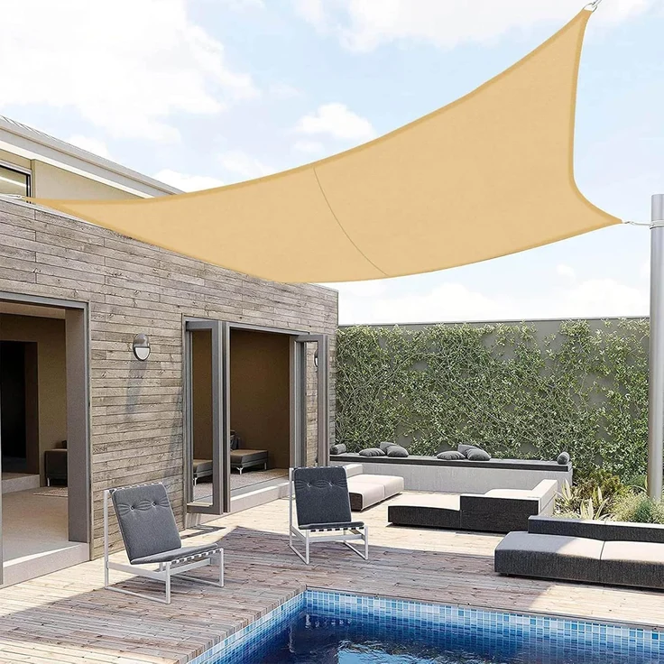 SUNNY GUARD Sonnensegel Rechteckig 3x5 m Wasserdicht Sonnenschutz Wetterschutz Segel Baldachin UV Schutz für Balkon Terrasse Garten, Sand – Bild 2